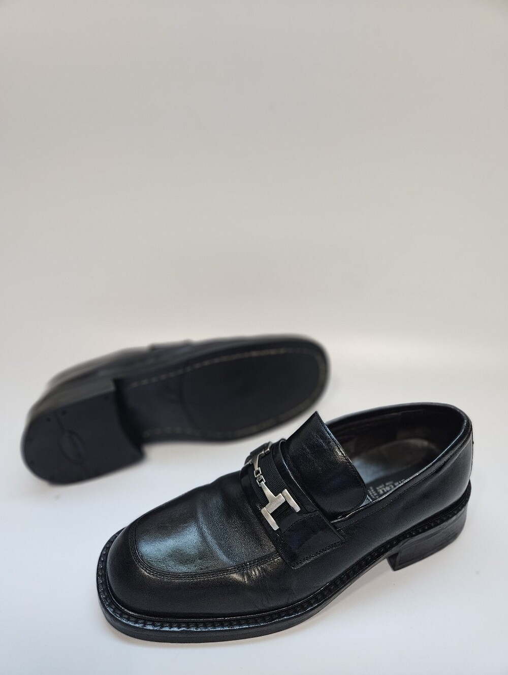 KENNETH COLE ITALY Black LEATHER SLIP ON LOAFER BUSINESS CASUAL SHOES 11.5
